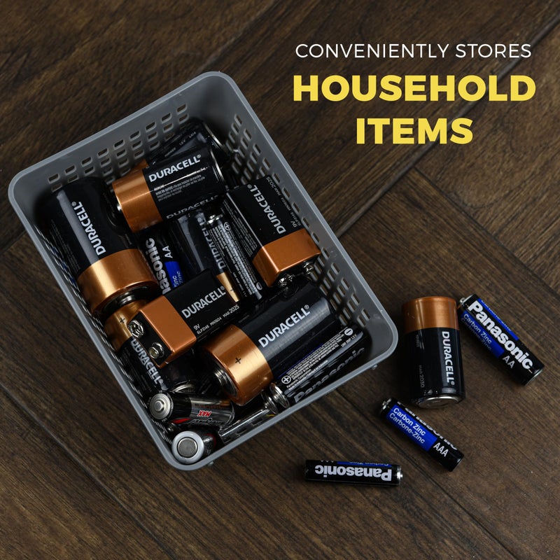 YBM HOME 12-Pack Plastic Storage Baskets Bins for Home Junk Drawer, Shelves, and Office Organization, Functional Trays/Containers Great for Kitchen Pantry, Cabinets, Bedrooms, and Bathrooms, Grey - Image 4